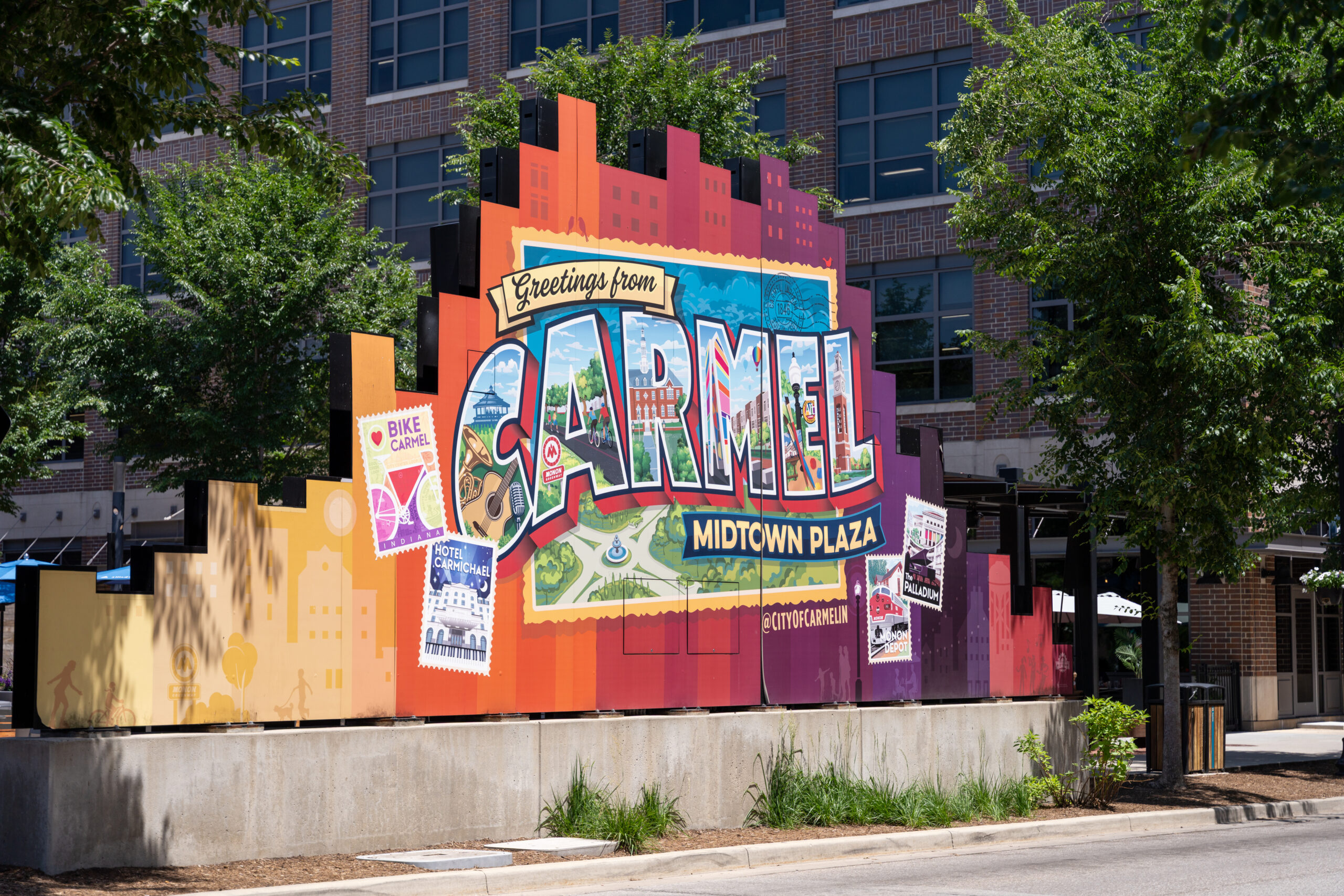 Picture of the Midtown Plaza mural in Carmel, Indiana.