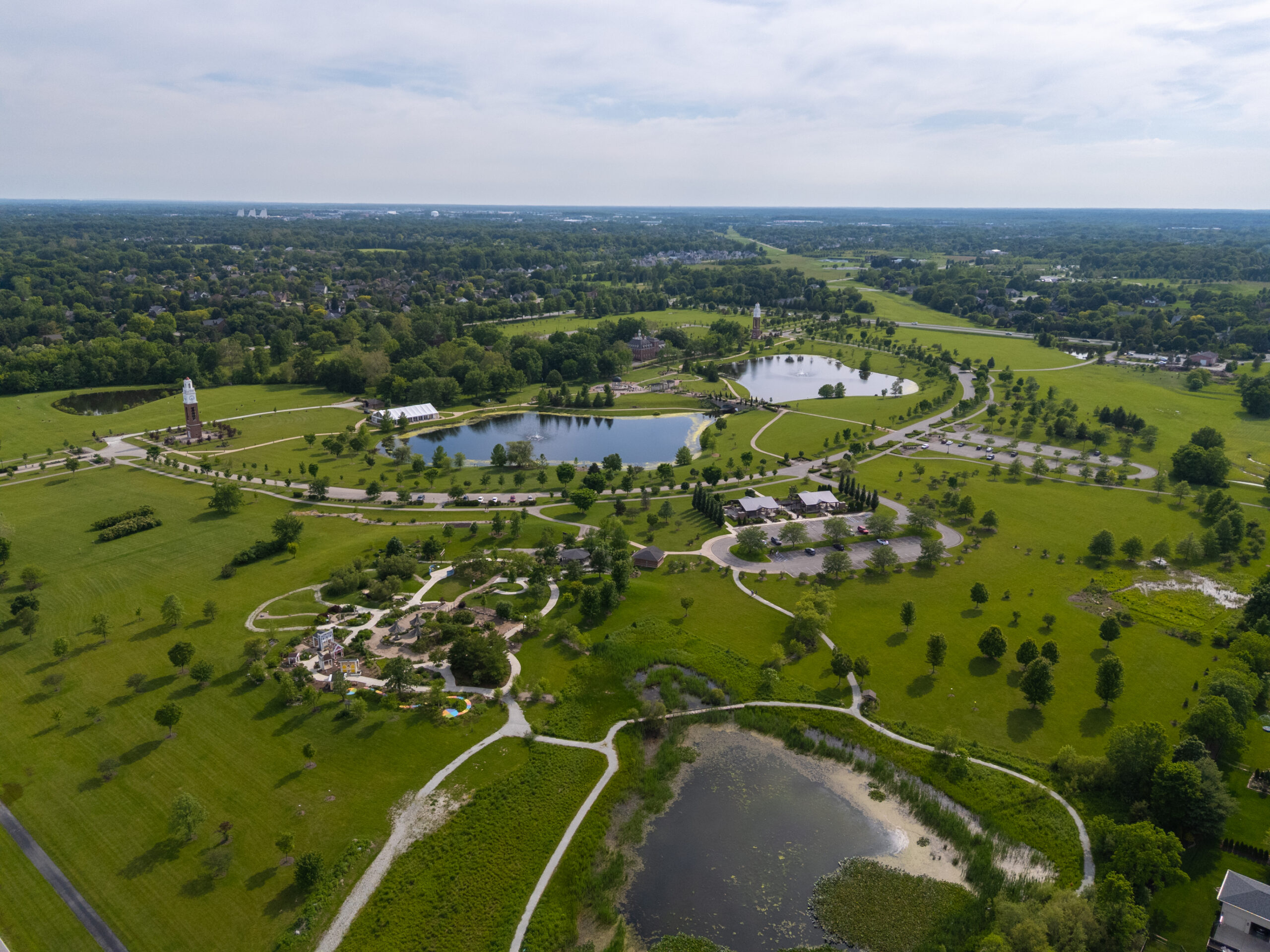 Aerial image of Coxhall Gardens in Carmel, Indiana
