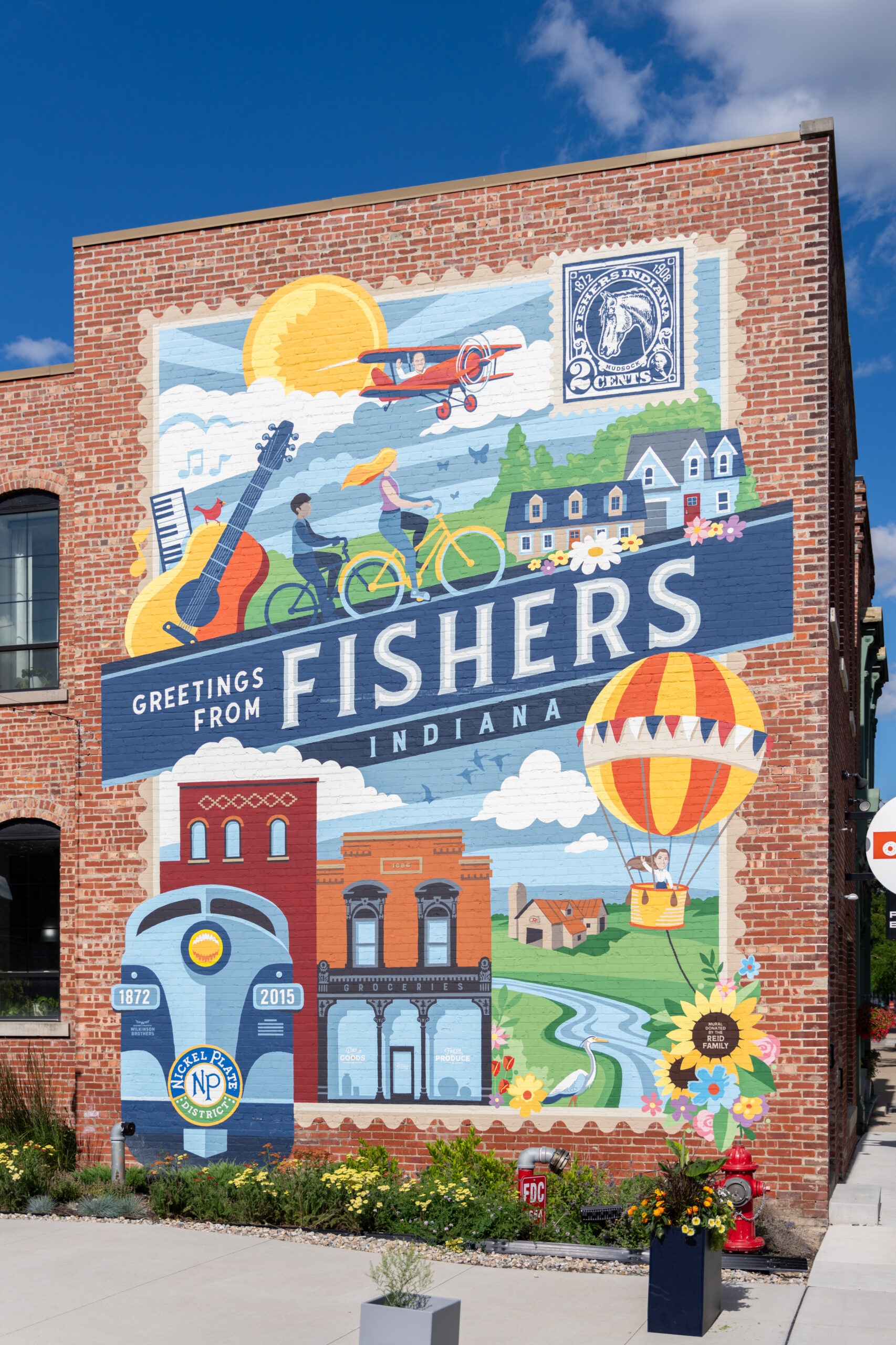 Picture of a mural on a brick building in Fishers, Indiana