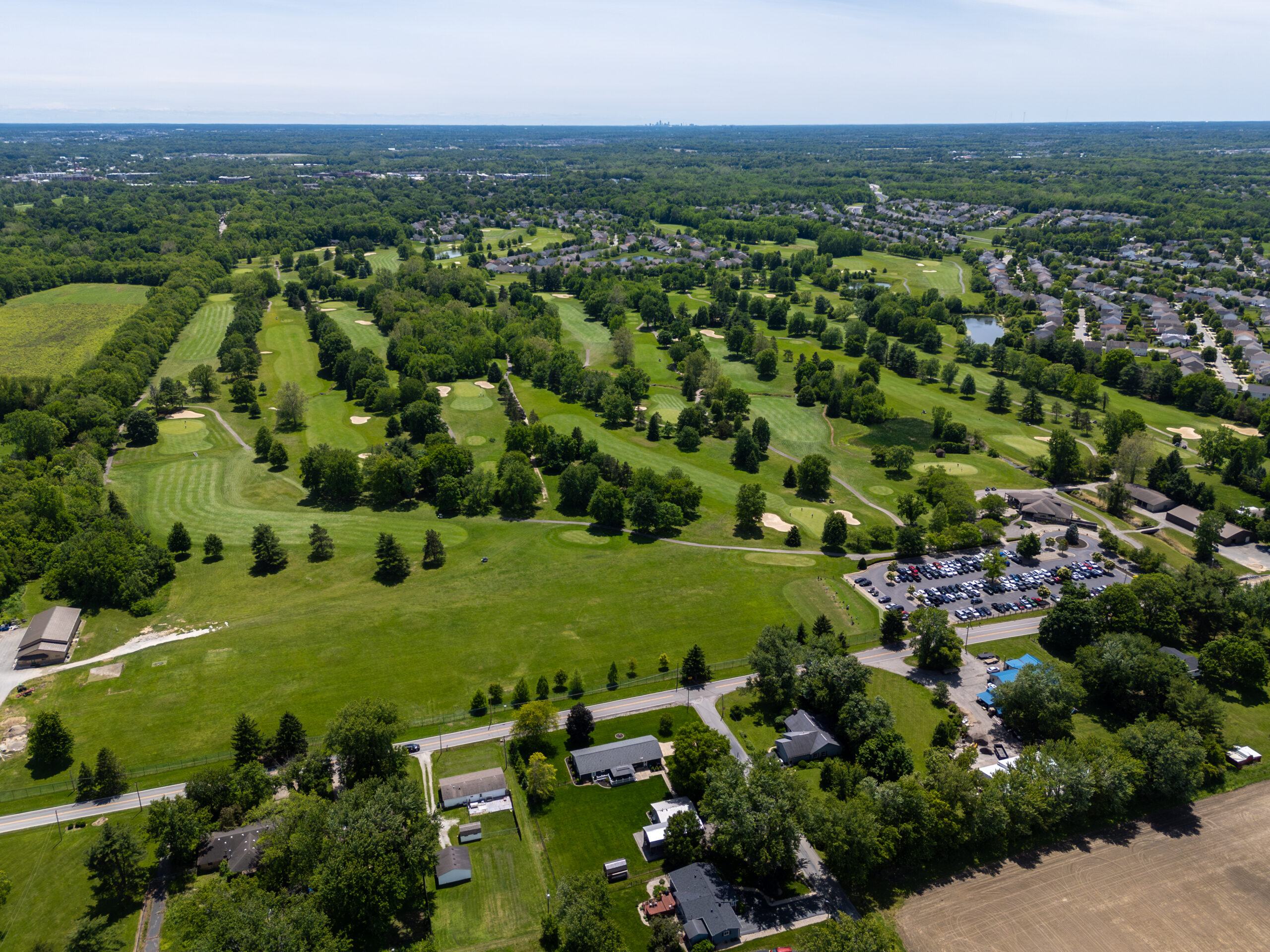 Aerial view of golf course in Noblesville, Indiana