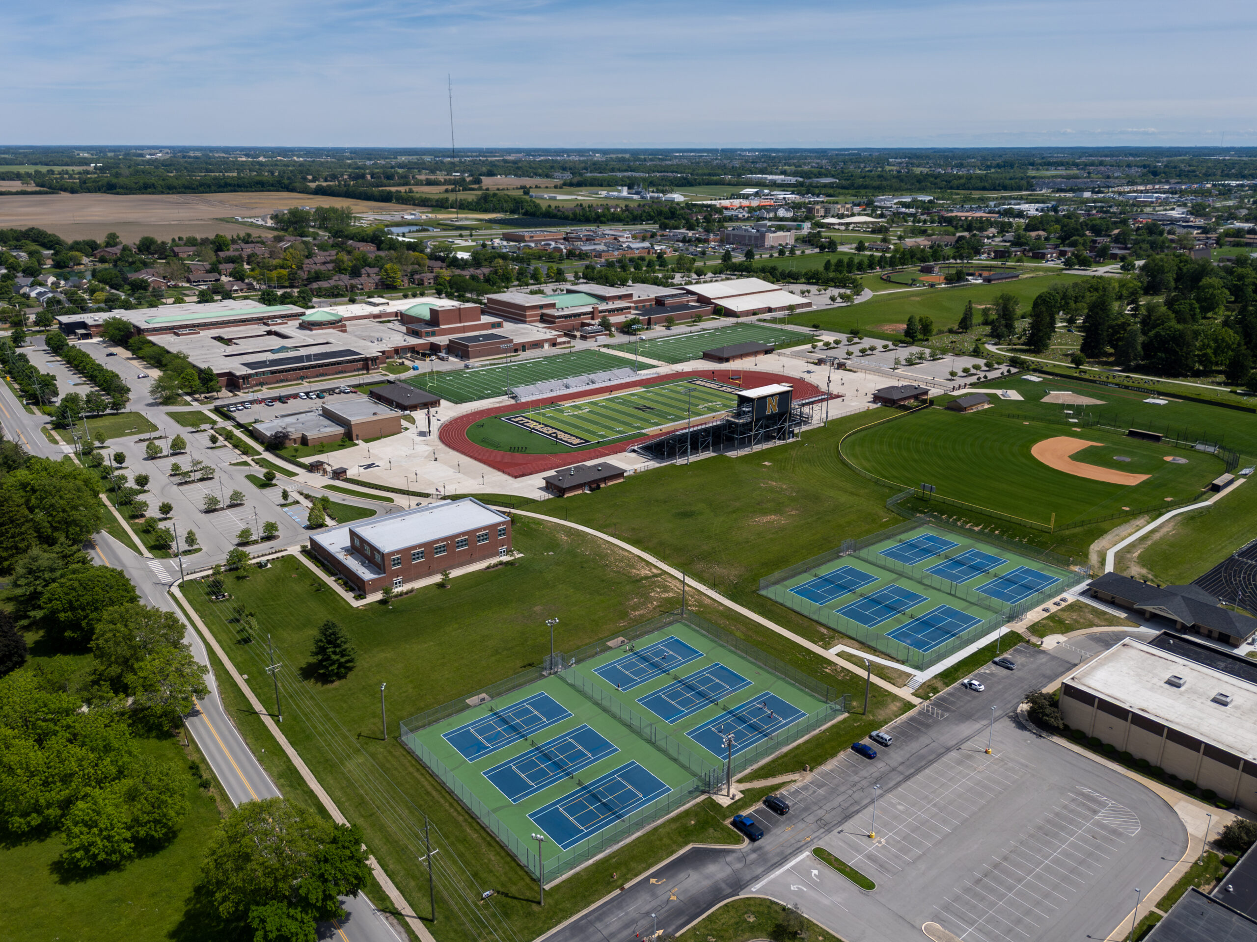 Aerial image of sports fields in Noblesville, Indiana
