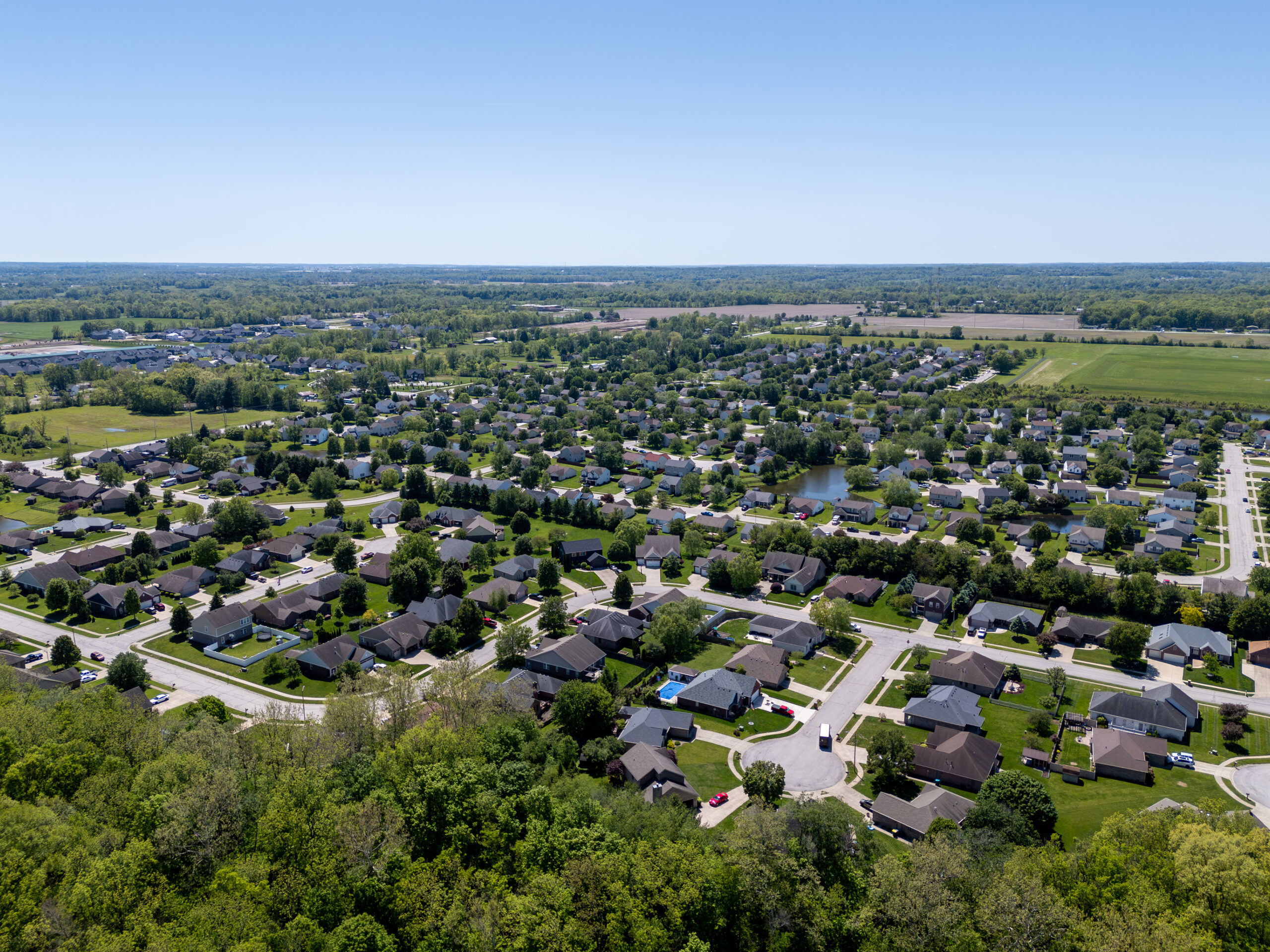 Aerial picture of homes in Plainfield, Indiana