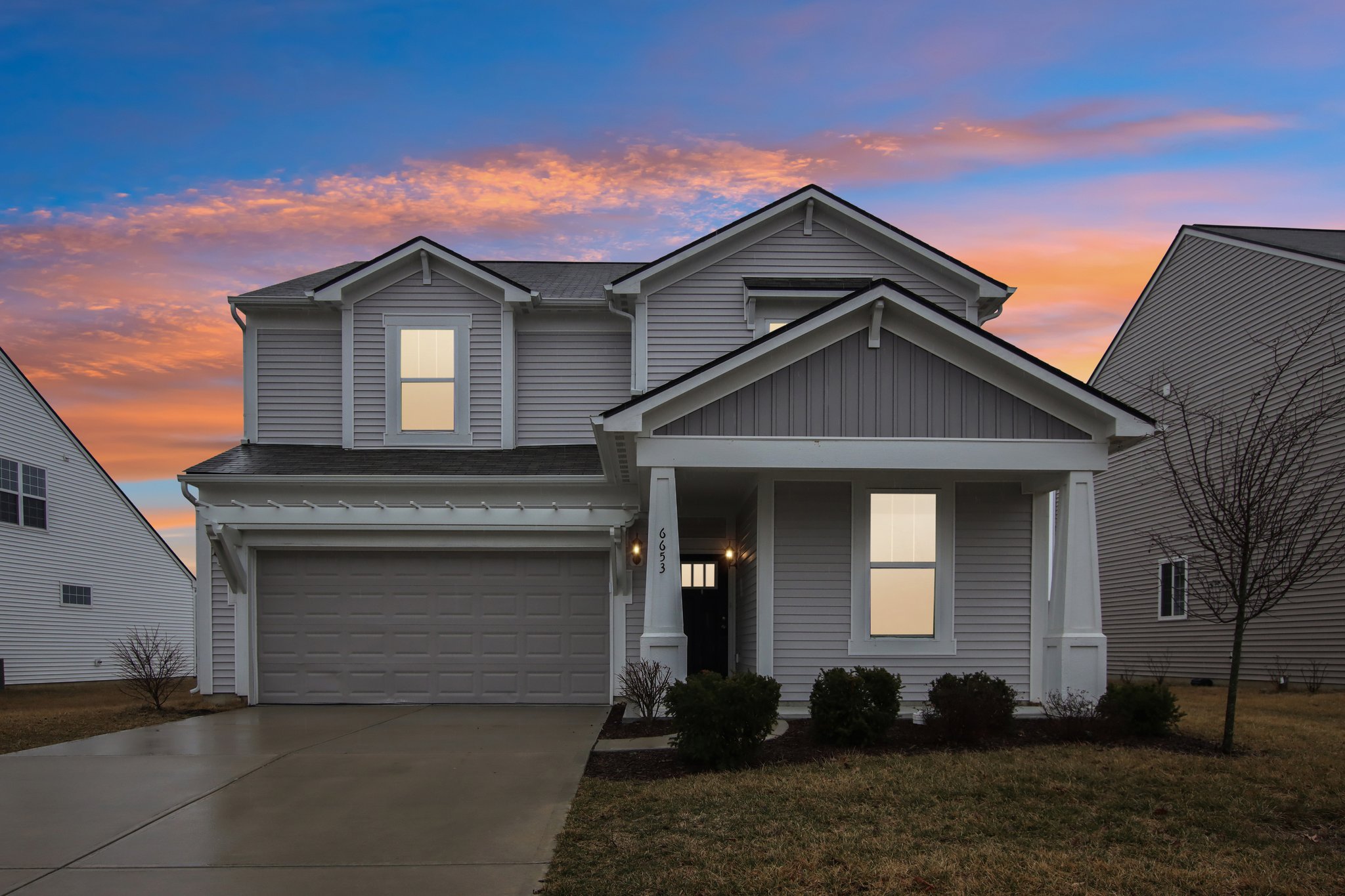 Exterior photo of a two story new construction home in Whitestown, Indiana