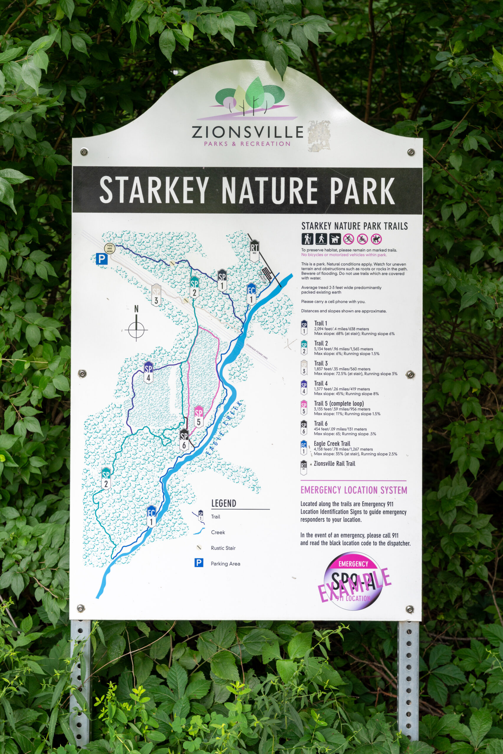 Picture of a sign at Starkey Nature Park in Zionsville, Indiana