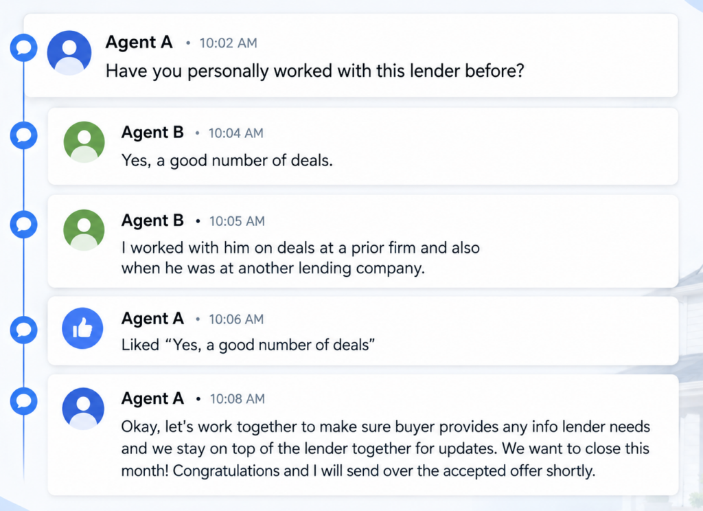 Text Thread Between Two Agents Before Offer is Accepted